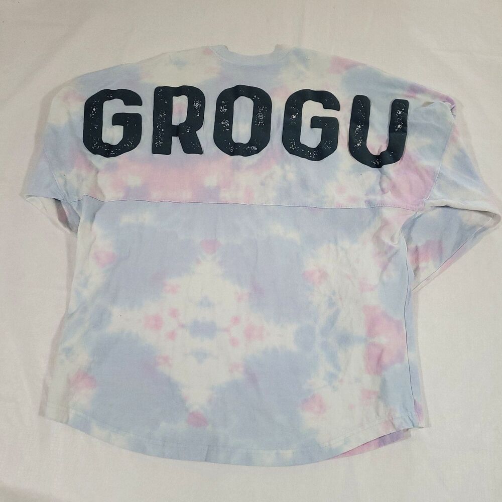 Disney Star Wars Grogu Spirit Jersey L‎ Tshirt Pink Blue Tie Dye Mandolorian